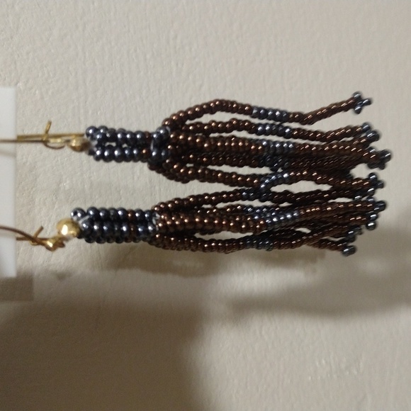 Women's Gold-tone Kidney Wire Colorful Beads Fringe /Chandelier drop Earrings #5 - Picture 3 of 5